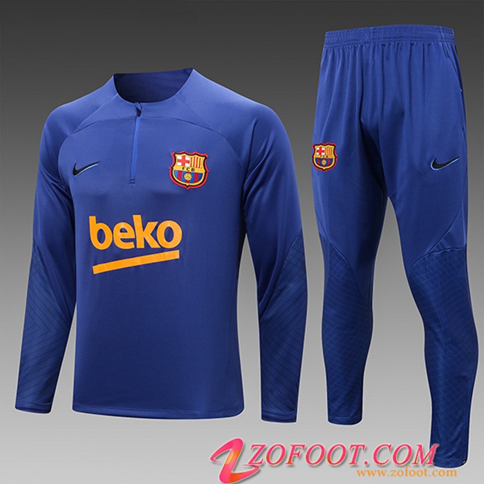 Ensemble Survetement de Foot FC Barcelone Enfant Bleu 2022/2023