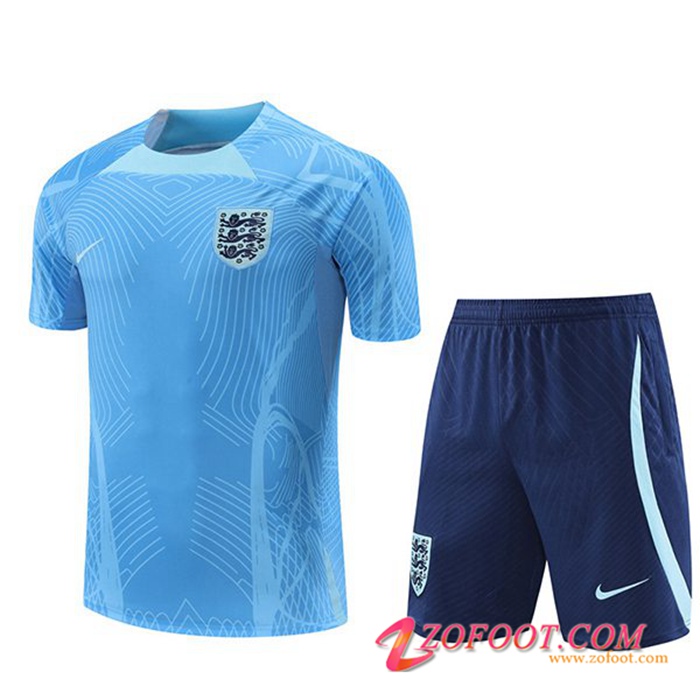 Ensemble Training T-Shirts + Shorts Angleterre Bleu Clair 2022/2023