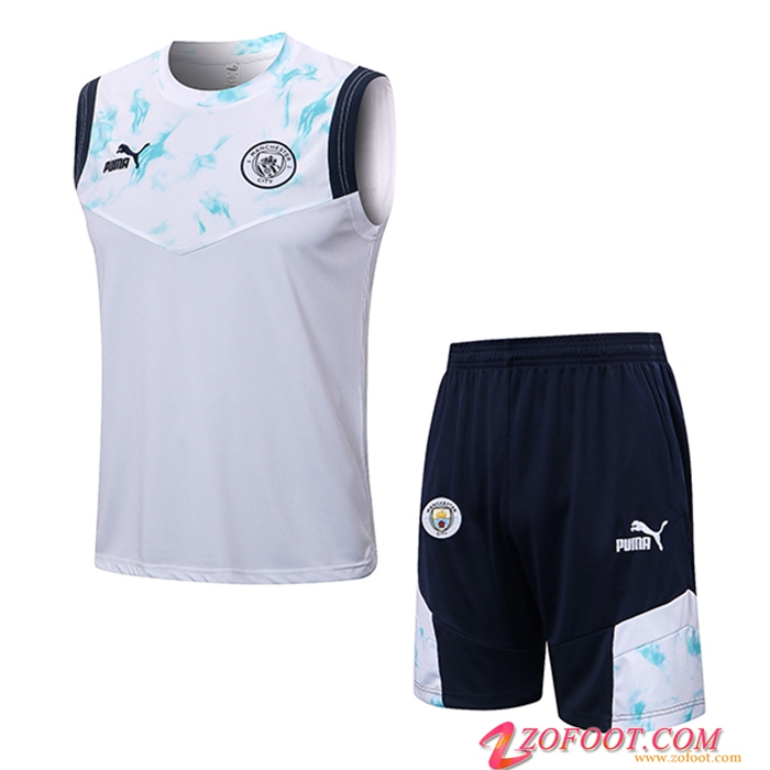 Ensemble Training T-Shirts + Shorts Manchester City Blanc 2022/2023