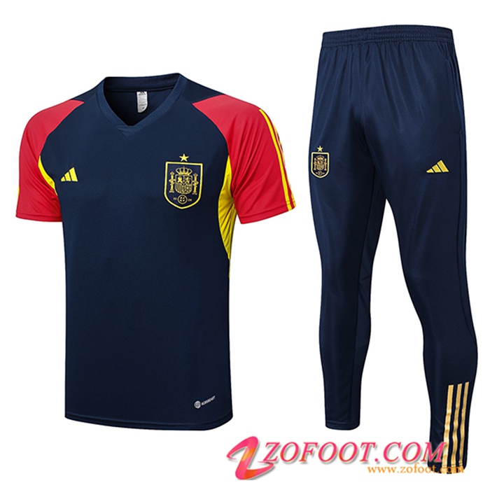 Ensemble Training T-Shirts + Pantalon Espagne Bleu Marine 2023/2024