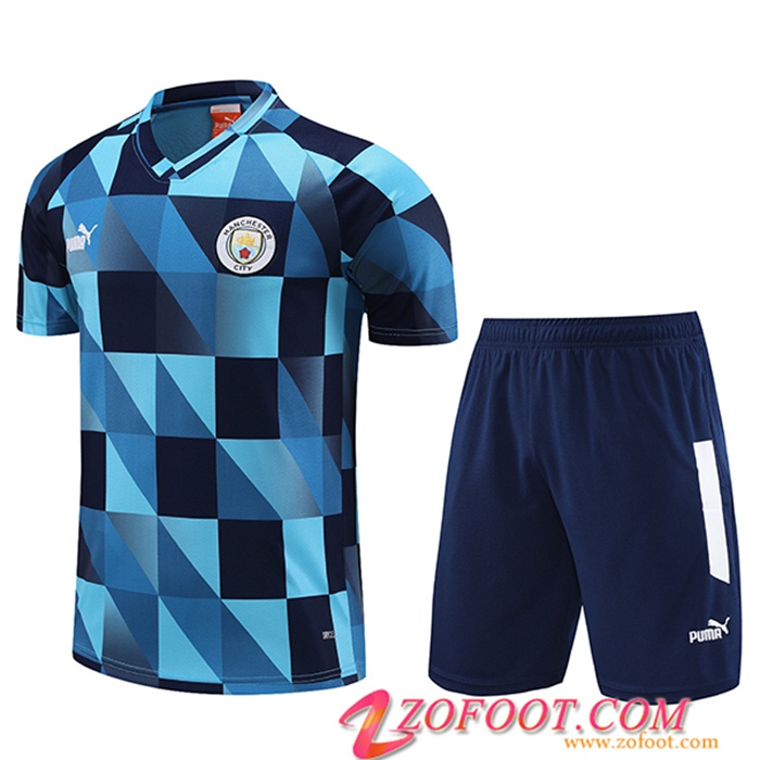 Ensemble Training T-Shirts + Shorts Manchester City Bleu Clair 2023/2024