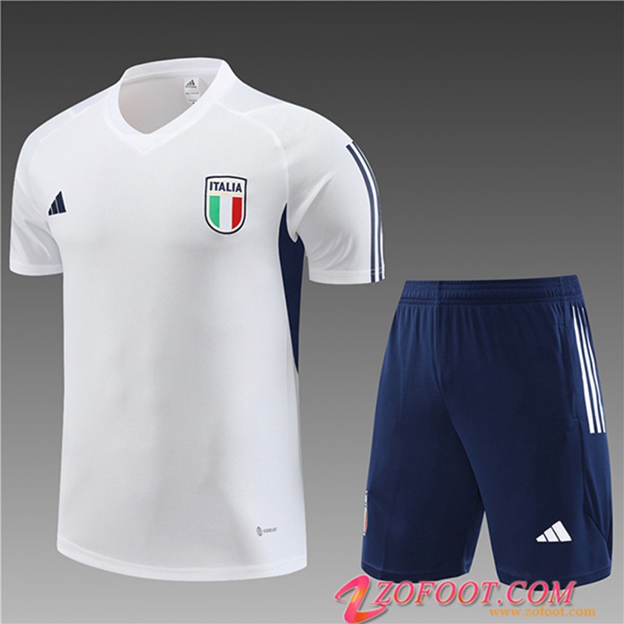 Ensemble Training T-Shirts + Shorts Italie Enfant Bleu Marine 2023/2024
