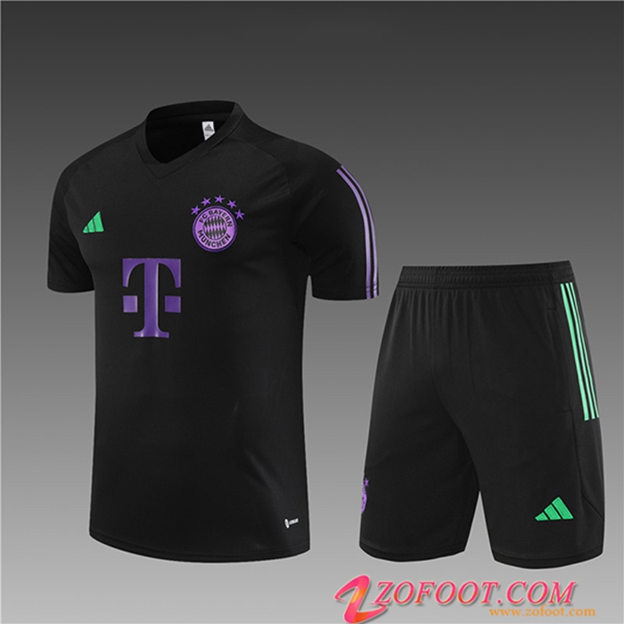 Ensemble Training T-Shirts + Shorts Bayern Munich Enfant Noir 2023/2024