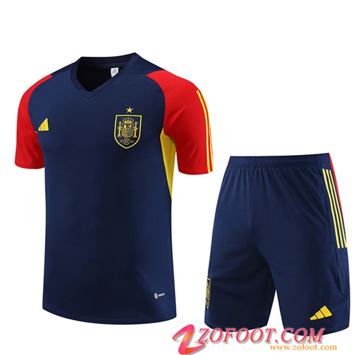 Ensemble Training T-Shirts + Shorts Espagne Bleu Marine 2023/2024